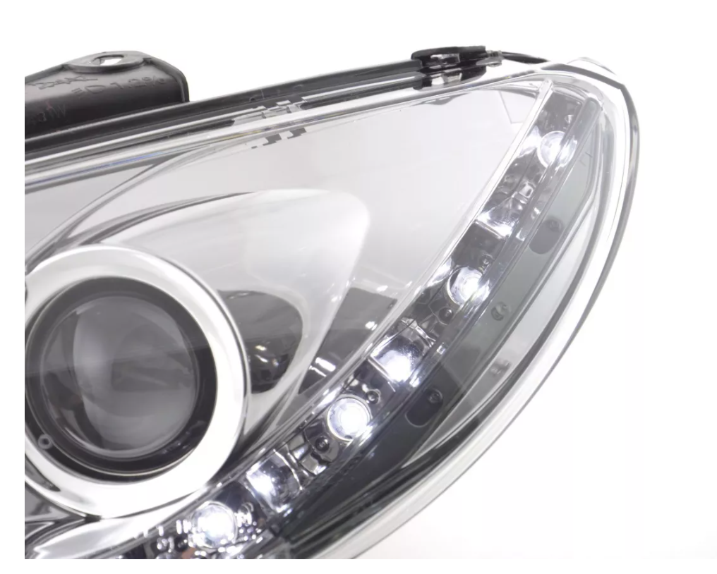 FK LED DRL Lightbar Halo Projector headlights Peugeot 206 98-07 chrome LHD