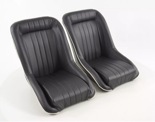 FK Black White Pair Classic Car Retro Speedster Sports Car Fixed Bucket Seats