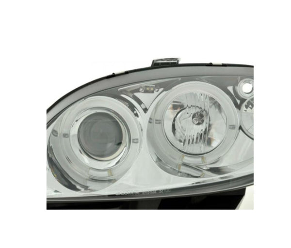 FK Pair LED DRL Halo Ring Eye Headlights Citroen Saxo 00-02 Chrome LHD