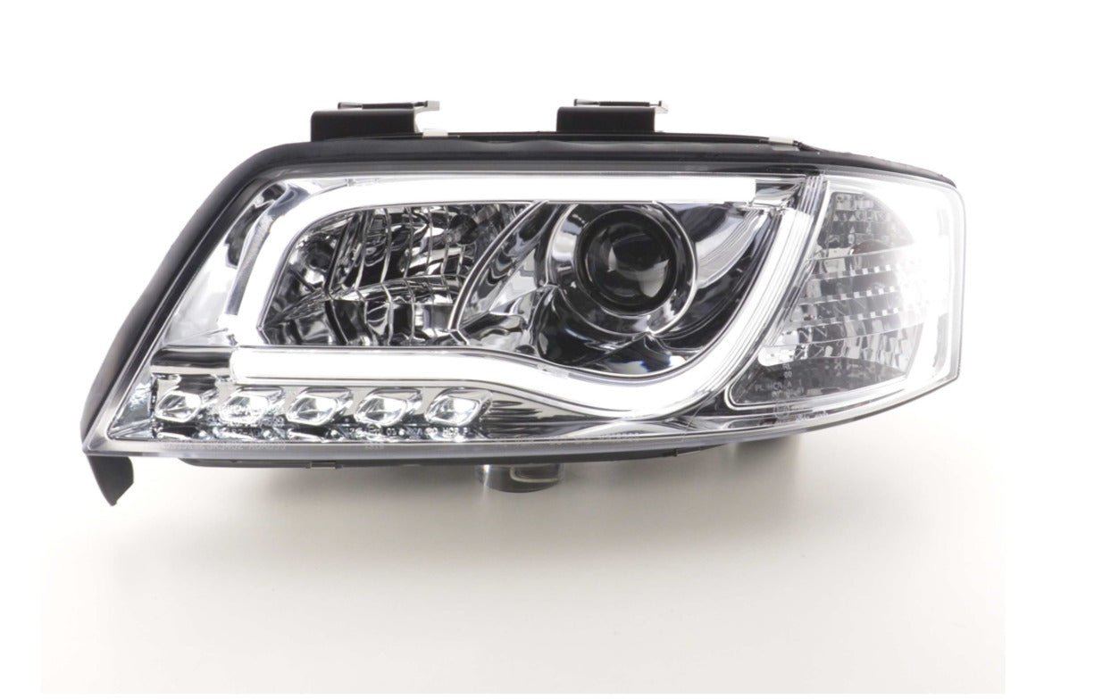 FK Pair LED DRL Lightbar Headlights Audi A6 C5 4B 97-01 Chrome S6 S-Line LHD