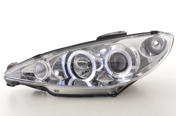 FK LED DRL Angel Eye Halo Ring headlights Peugeot 206 02-05 chrome LHD