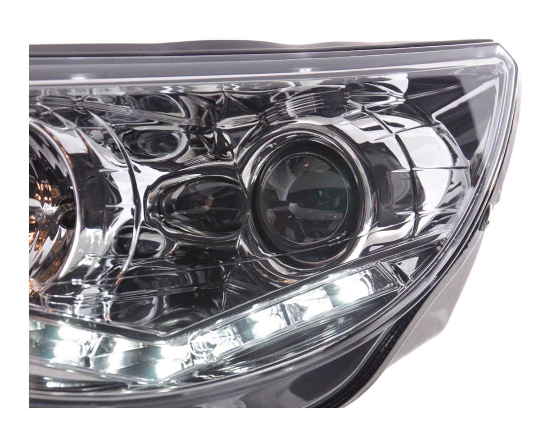 FK Pair LED DRL Halo Lightbar Headlights VW Tiguan 5N 07-11 Chrome LHD