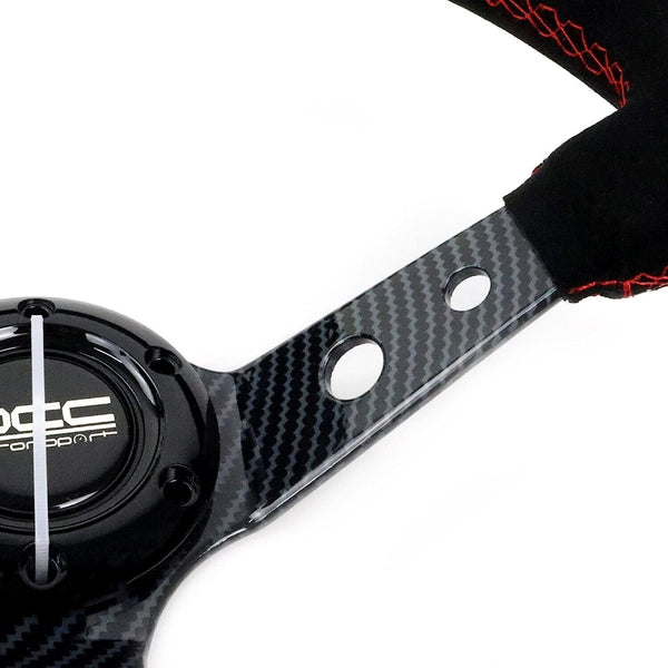 OCC MOTORSPORT Carbon Red STEERING WHEEL CLASSIC MODEL NAPPA LEATHER BLACK