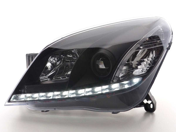 FK LED DRL Halo Lightbar SERVO Headlights Opel Vauxhall Astra H 04-09 Black LHD