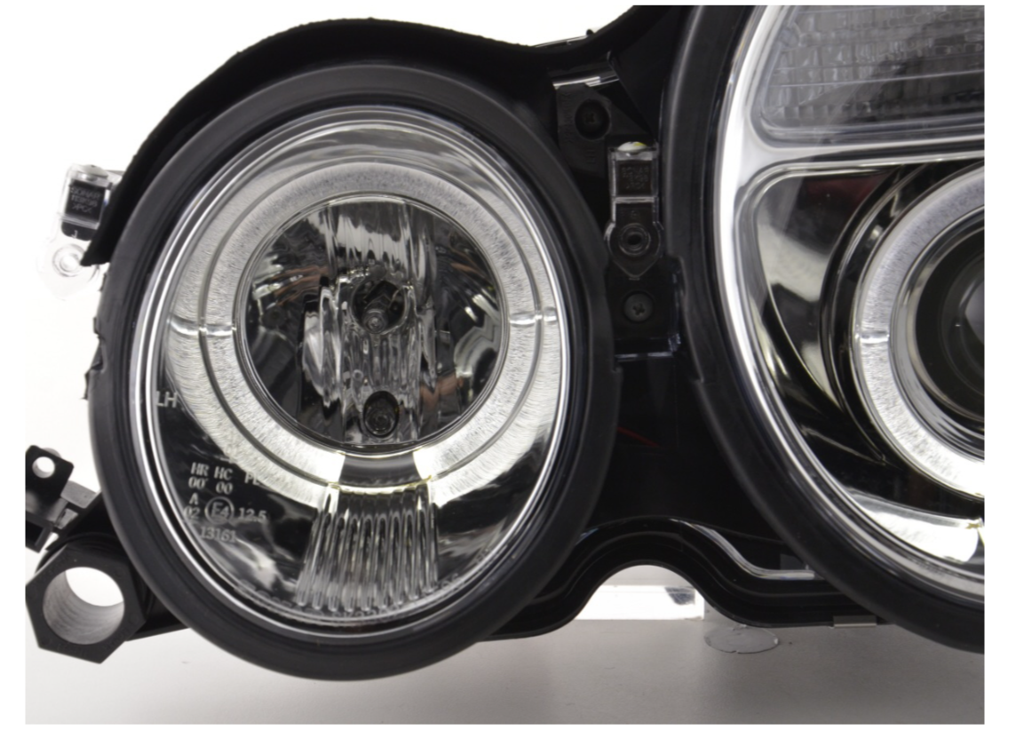 FK Pair LED DRL Angel Eye Headlights Mercedes E-Class W210 210 99-01 chrome LHD