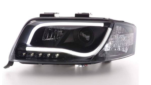 FK Pair LED DRL Halo Lightbar Black Headlights A6 C5 4B 01-04 S6 LHD