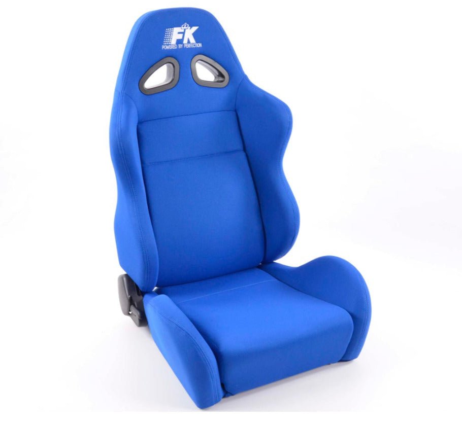 FK Pair Universal Reclining Bucket Sports Seats Blue Textile Motorsport