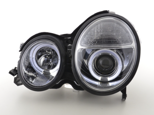 FK LED DRL Angel Eye Halo Ring Headlights Mercedes E-Class W210 99-01 chrome RHD