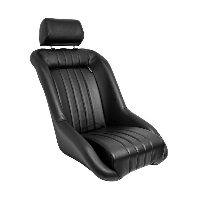 AS x1 Univ Classic Car Retro Kit Sports Fixed Back Bucket Seat Black inc slides