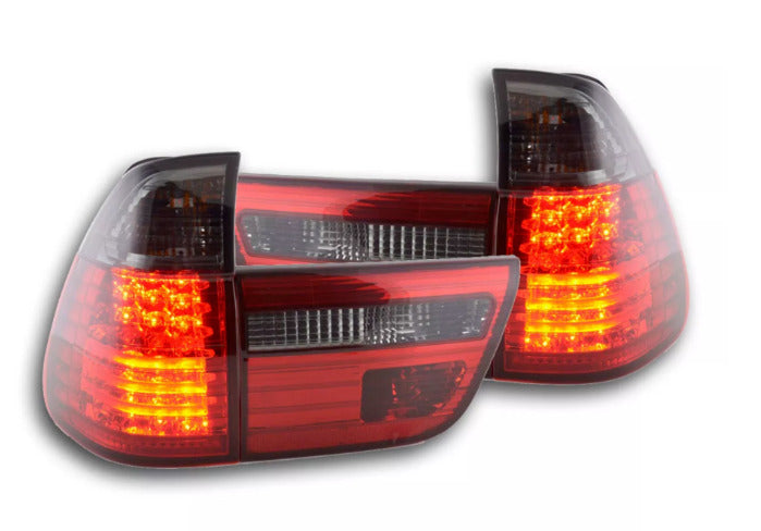 FK Pair Smoke BLACK LED DRL REAR LIGHTS BMW X5 E53 98-02 black / red LHD