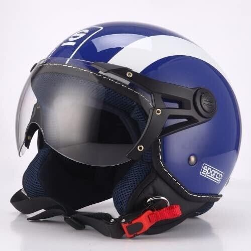 Sparco Riders Demi Jet Motorcycle Helmet Blue & White XL Open Face ABS Universal
