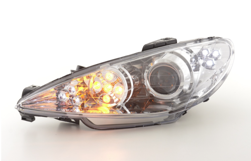 FK Paar LED DRL Halo-Scheinwerfer Peugeot 206 98-05 Chrom LHD