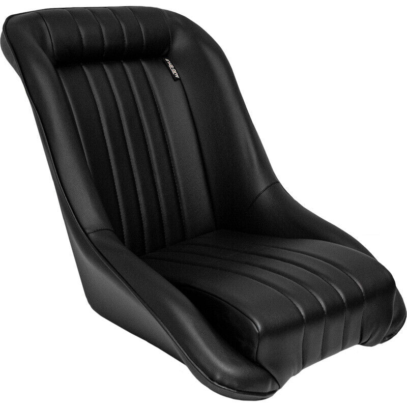 AS x1 Classic Car Retro Kit Sports Fixed Back Bucket Seat Black PVC inc slides