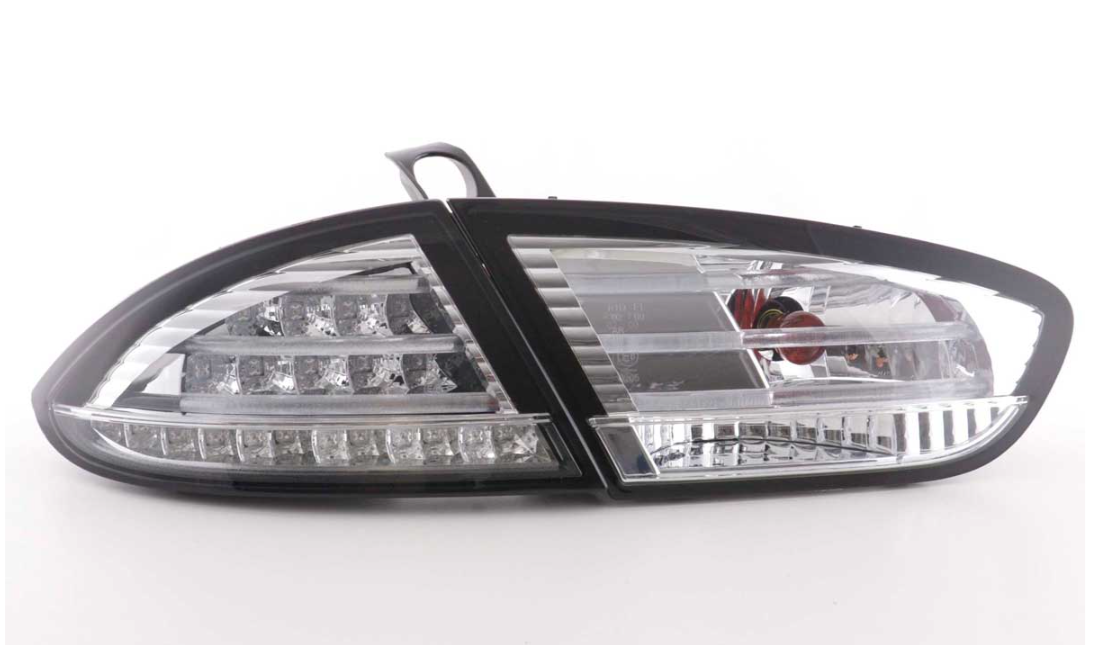 FK Paar LED-Rückleuchten, Lichtleiste, Seat Leon 2 MK2 1P 09–12, klares Chrom, LHD