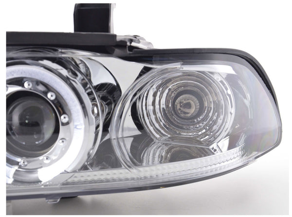 FK Set LED DRL Halo Angel Eyes Headlights BMW 5-series E39 95-00 Chrome M LHD