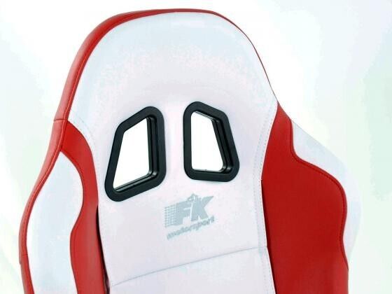 FK Pair Universal Reclining Bucket Sports Seats - Miami White & Red Edition