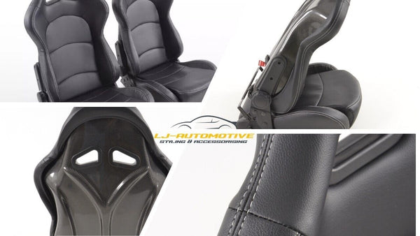 FK Set of 2 / a Pair of Universal Reclining Bucket Sports Seats - Carbon Back Shell Edition