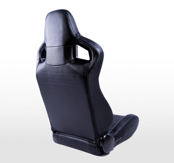 FK Universal Reclining Bucket Sports Seats - ST Carbon Fibre Black Blue Stitch