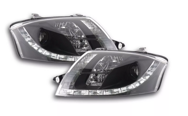 FK LED DRL Lightbar Projector headlights Audi TT 8N 98-06 Black 1.8 3.2 LHD