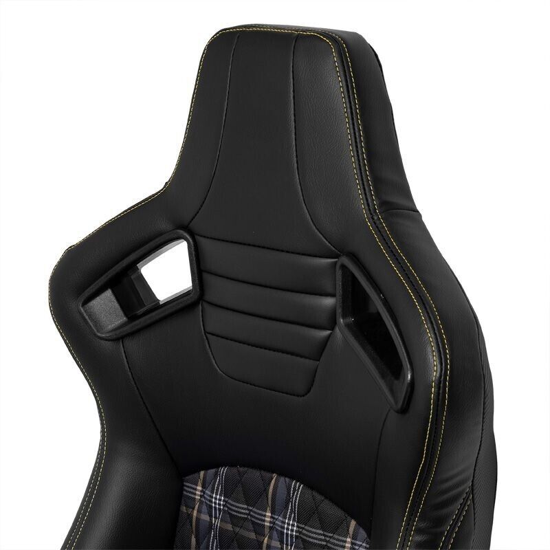 ATS GT x1 Universal Sports Bucket Seat Black & Yellow Check Plaid Golf GTI RS