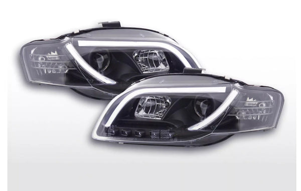 FK LED DRL Lightbar Deluxe Edition Headlights Audi A4 B7 8E 04-08 BLACK RHD S4