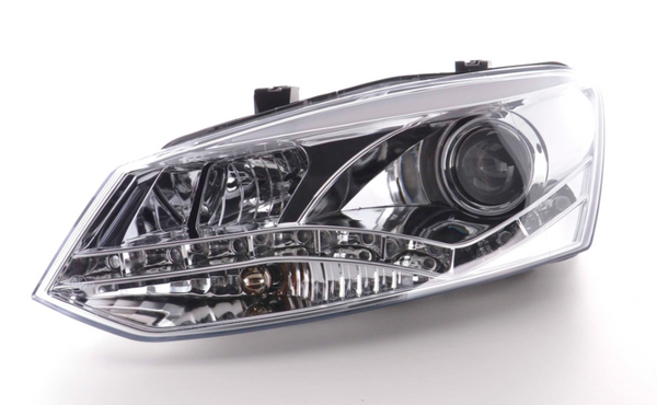 FK Pair LED DRL Halo Lightbar Headlights VW Polo 6R 2010+ chrome LHD