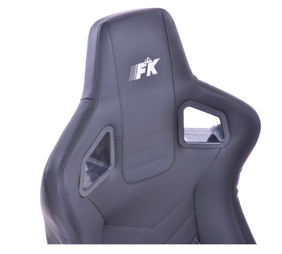 FK Universal Reclining Bucket Sports Seats - RS Carbon Matte Black Silver Stitch