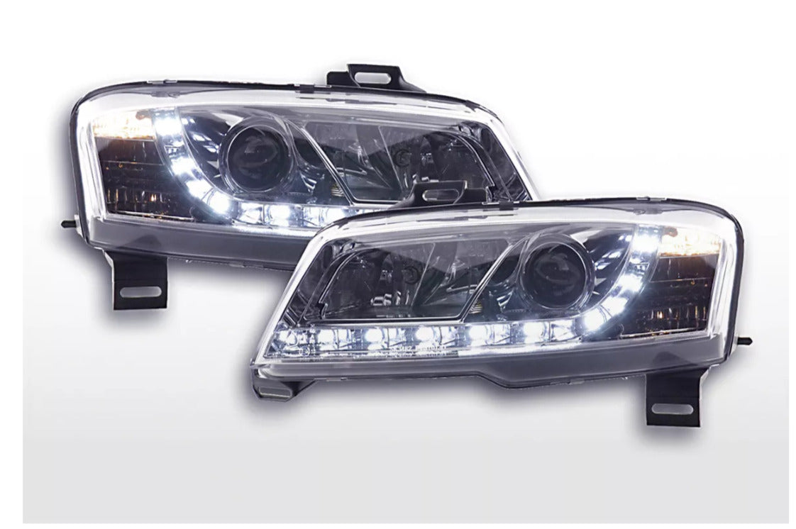 FK Pair LED DRL Lightbar Halo Headlights Fiat Stilo 3dr 192 01-06 Chrome LHD