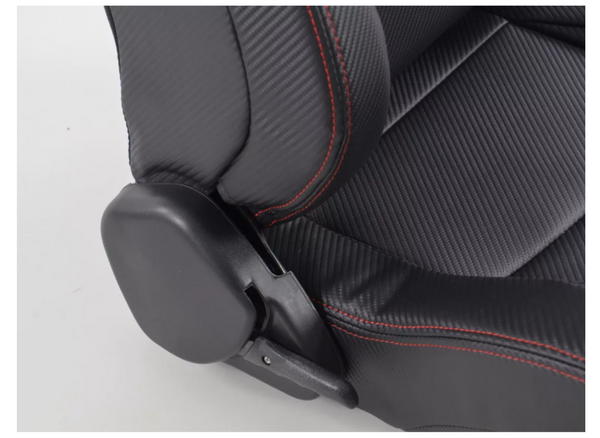 FK x2 Univ Red Stitch Bucket Sports Seats Type R Carbon Fibre Design Black Line