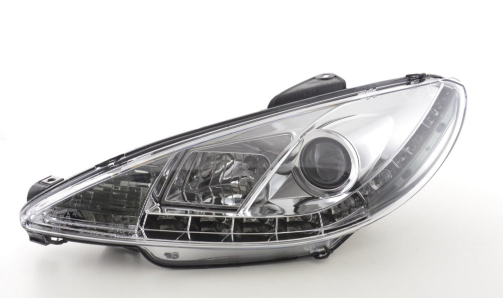 FK LED DRL Lightbar Halo Projector headlights Peugeot 206 98-07 chrome LHD