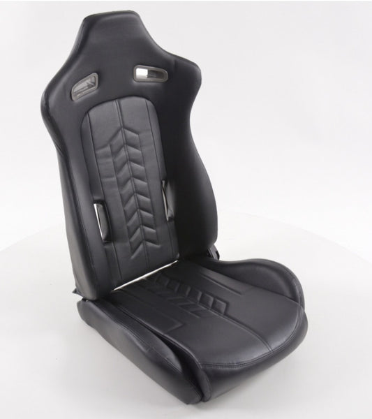 FK Universal Reclining Bucket Sports Seats Black Syn Leath 4-Point Harness Holes