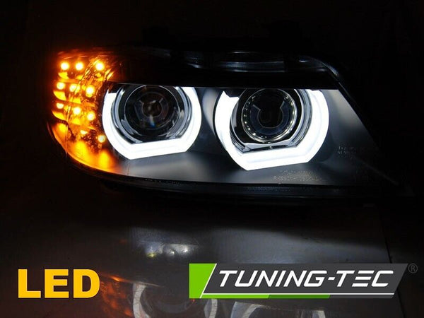 Tuning-Tec Pair LED DRL 3D Halo Headlights BLACK XENON AFS BMW E90 e91 09-11 LHD