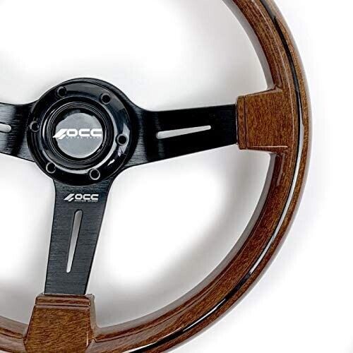 OCC MOTORSPORT SEMI-DISPLACED STEERING WHEEL CLASSIC WOOD Brown 63mm 350mm