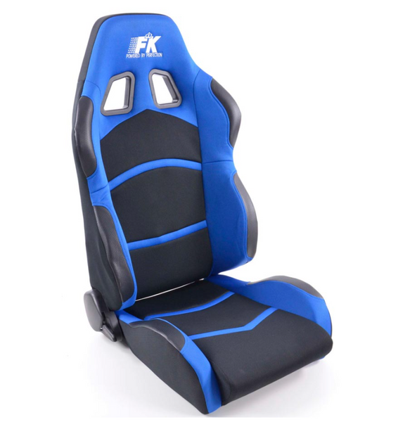 FK Pair Universal Recline & Fold Fwd Bucket Sports Seats Black & BLUE