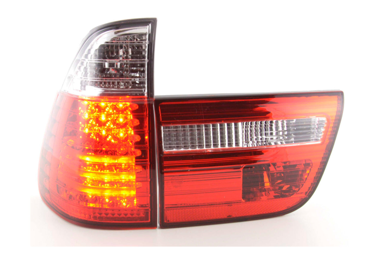 FK Pair LED Lightbar REAR LIGHTS Tail Lamps BMW X5 E53 98-02 Red Clear Tail LHD