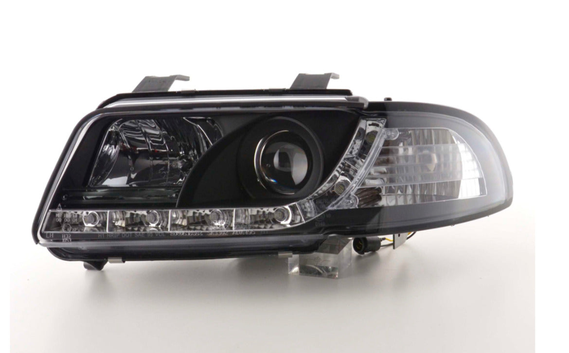 FK LED DRL Halo Lightbar Projector Headlights A4 B5 8D 94-99 black Chrome LHD