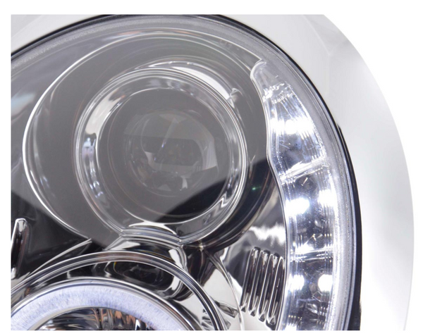 FK Pair LED DRL Halo Ring headlights BMW Mini Cooper S JCW R50 01-06 chrome LHD