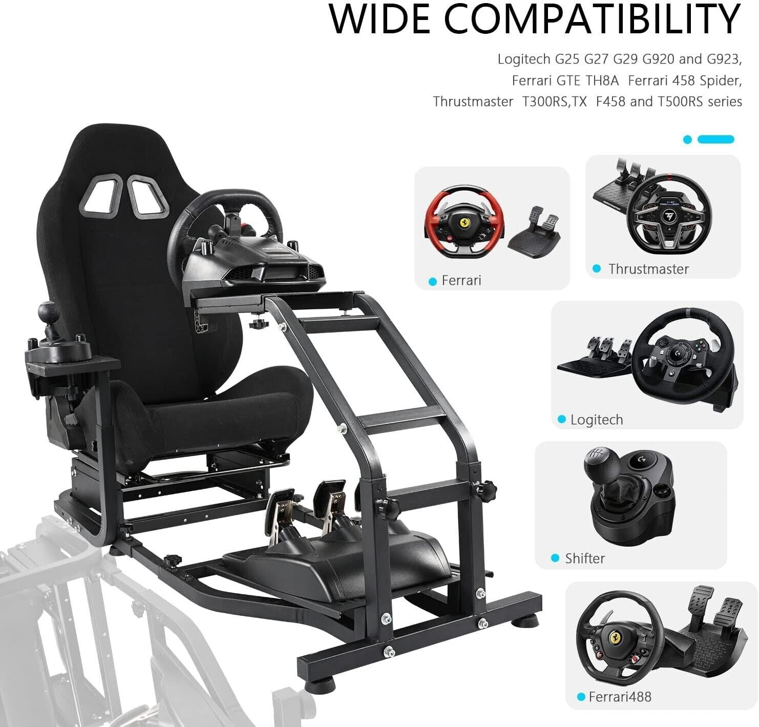 Driving Game Sim Racing Frame & Seat Rig Add Wheel Pedals Xbox PS PC C ...
