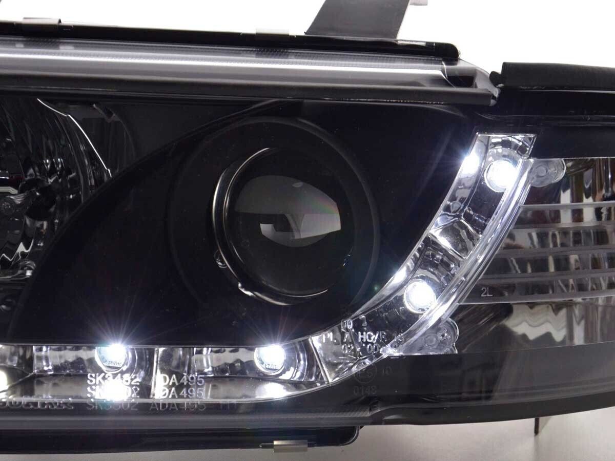 FK Pair LED DRL Halo Lightbar Headlights Audi A4 B5 8D 99-01 Black S4 LHD