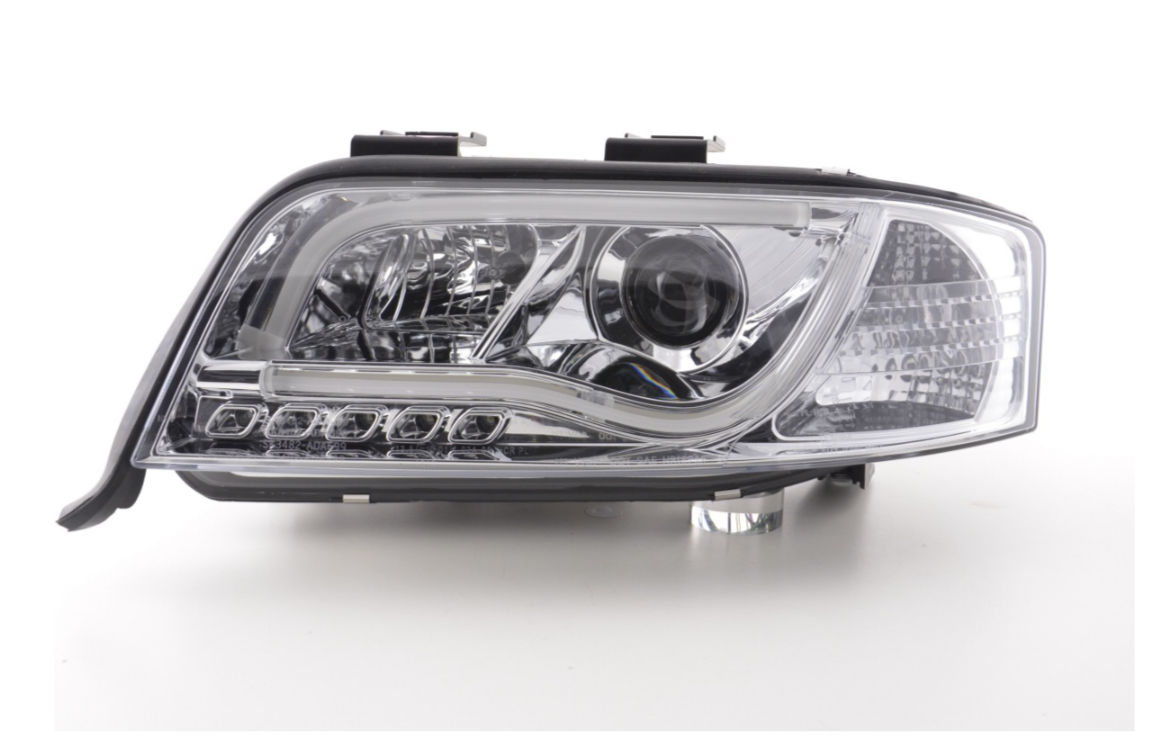 FK Paar LED-Scheinwerfer LED DRL Halo Lightbar A6 C5 4B 01-04 Chrom RHD