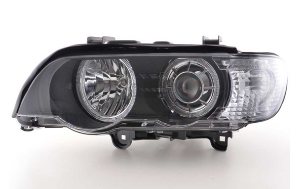 FK Pair LED DRL Halo Projector headlights BMW X5 E53 00-03 black RHD & LHD