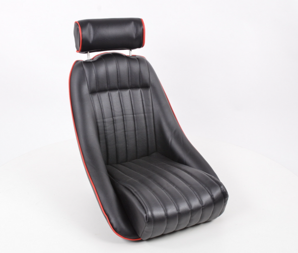FK Black Red Piping Classic Car Retro Kit Speedster Sports car Full Bucket Seats - NO SLIDE RUNNERS
