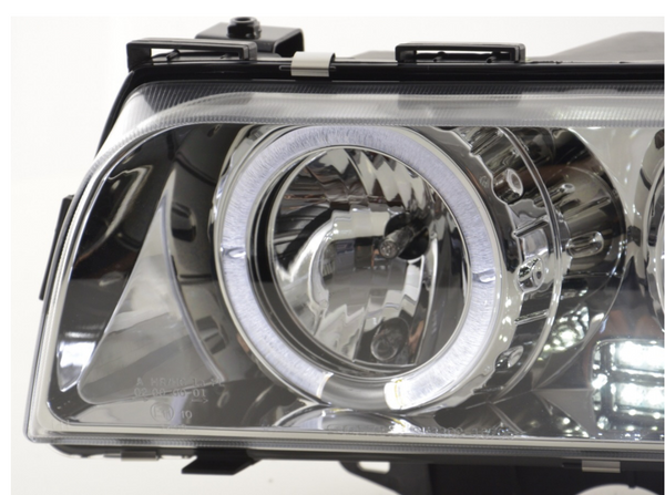 FK Par LED DRL Angel Proyector Faros BMW 7-Serie E38 95-98 Cromo Rhd