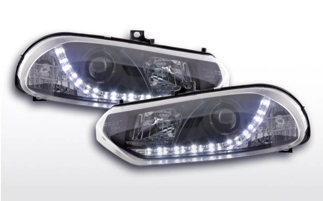 FK Pair LED DRL Lightbar Halo Headlights Alfa Romeo 156 932 98-02 black LHD