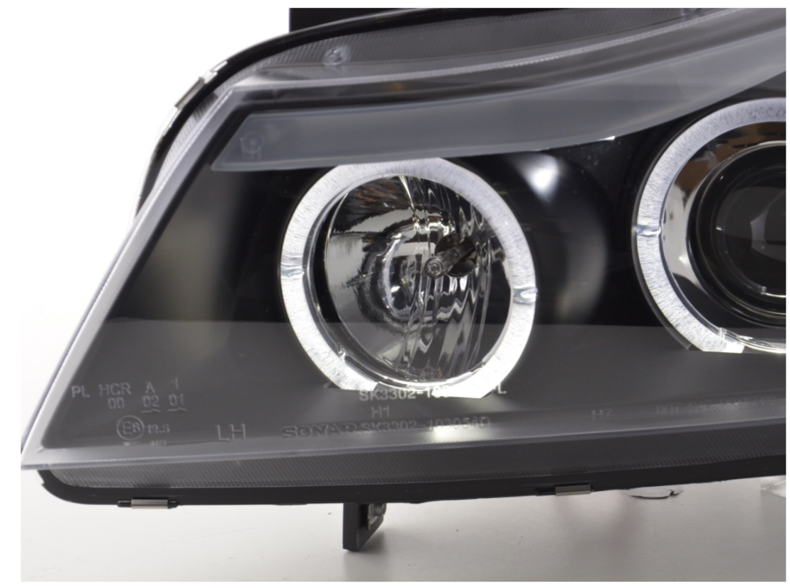 FK Pair LED DRL Halo Ring headlights BMW 3-series E90 E91 05-08 black LHD