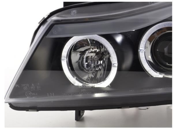 FK Paar LED DRL Halo Ring Scheinwerfer BMW 3er E90 E91 05-08 schwarz LHD