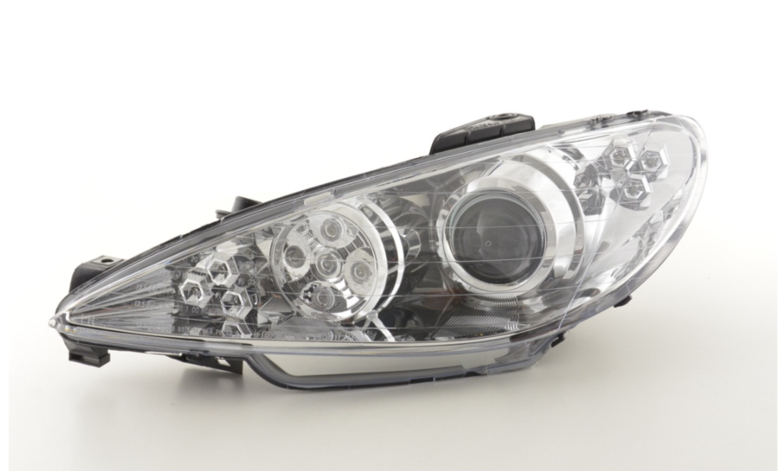 FK Paar LED DRL Halo-Scheinwerfer Peugeot 206 98-05 Chrom LHD