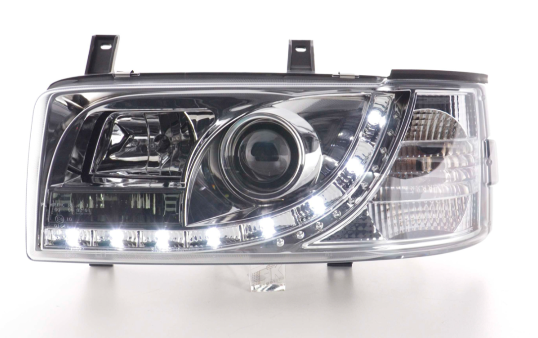 FK Set LED DRL Devil Eye Lightbar Scheinwerfer VW Transporter T4 90-03 Chrom LHD