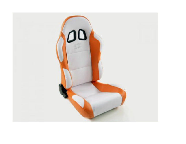 FK Pair Universal Reclining Bucket Sports Seats - Miami White & Orange Edition