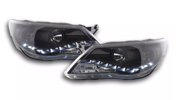 FK Pair LED DRL Projector Headlights VW Tiguan 5N 07-11 black RHD